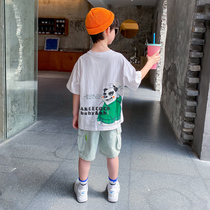 Boys short-sleeved T-shirt 2021 summer cotton handsome children half-sleeve middle child thin boy summer dress tide