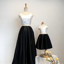 Quiet home Custom Daughter Dress Mother Girl three-year-old girl Mothers dress classic black and white worthy of a parent-child dress