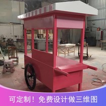 Shopping mall beautiful Chen decoration flower creative market movable booth car marshmallow solid wood sales car customized