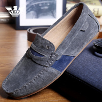 Italian Lideng Armani beanie shoes mens autumn breathable British business casual suede lazy low-top tide shoes