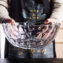 Glass Bowl Big Number Loaded Fruit Crystal Glass Special Glass Bowl Large Capacity Super Large Net Red Ins Glass Basin