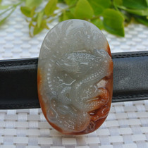 Huanglong jade belt buckle waist buckle Jade five poison belt buckle waist Jade hand carved belt buckle waist sign