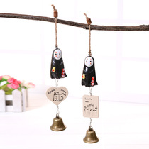 Japanese cartoon black male patron god Bell wooden wind bell hanging ornaments car pendants Primary School gifts to students