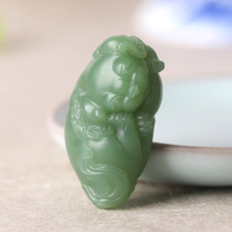 Yurun Yipin Natural Hetian Jade Zodiac Dog Pendant Female Russian Jasper Light Green Source Rolling Mens Pendant