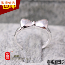 Purple cicada silver s925 sterling silver ring female Fine Food ring bow Korean version of personality creative tail ring son a