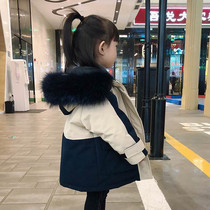 next sara girl down jacket 2021 duck down winter Korean version of foreign style new baby and child long coat
