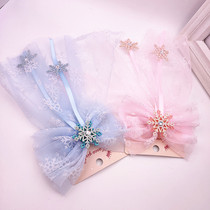 2021 new childrens bow hairclip hair accessories ice snow princess ribbon crown headdress Aisha little girl hairpin