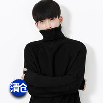 Hualun winter couple ifashion black turtleneck sweater Korean loose student solid color bottoming sweater
