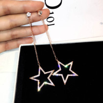 South Korea high-end new fashion earrings long Super Flash zircon diamond star temperament earrings sweet students