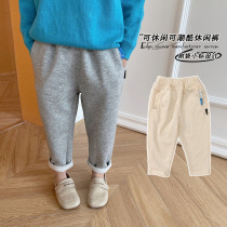  Boys  pants 2021 spring new childrens casual pants middle and small childrens pure cotton Western style spring and autumn Korean baby pants