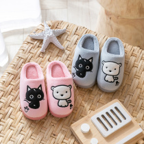 Childrens cotton slippers home autumn and winter non-slip baby home Indoor Boys and Girls warm wool cotton shoes winter