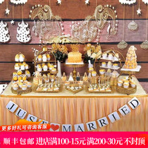 Golden dessert table ornaments display rack set European creative cake dessert buffet cold meal tea break setting table
