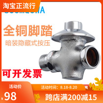  All copper foot squatting toilet flusher Concealed hidden pressing flushing valve Stool flushing valve squatting pit delay valve