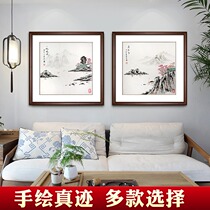 Pure hand-painted Chinese landscape painting ink painting living room sofa porch private room dining room Doufang Chinese painting decoration hanging picture frame