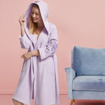 Light luxury double-sided towel bathrobe Womens absorbent quick-drying cotton nightgown Womens extended pajamas one-piece cute