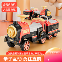 Childrens educational electric small train track charging toy can ride people four-wheel stroller boy toy remote control