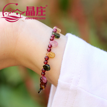 Natural wine garnet bracelet female tourmaline water drop single ring beads hand string evil Crystal handpieces
