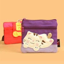 Alacat Han Edition Creative Pure Cotton Handmade Fabric Practical Design Pocket Zero Wallet With Magic Sticker clamping bag