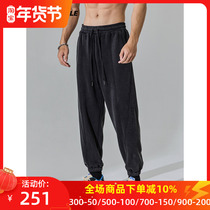 Muscle dog sports and leisure trousers mens trendy brand autumn and winter wash water plus velvet loose foot training fitness pants pants