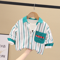 Boys shirts spring and autumn childrens shirts stitching new childrens handsome trendy boys spring and autumn shirts