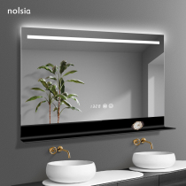 Smart luminous defogging bathroom mirror toilet wall hanging can be stored bathroom mirror hanging wall with shelf washing mirror