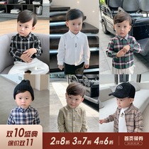 Lin Lin Ma childrens clothing boy shirt spring and autumn male baby plaid shirt childrens coat childrens autumn long sleeve clothes