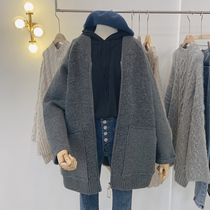 Lolora Knitted Cardigan Women 2021 Autumn Winter New Double Pocket Long Sleeve Loose Medium Long Simple Sweater Jacket