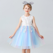 UK next sara childrens dress 2022 Summer new girl Rainbow gradient tennis princess dress