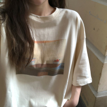 Short-sleeved t-shirt womens new womens clothing 2021 summer port style simple Korean version loose Harajuku top clothes ins tide