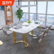 Nordic Marble conference table Simple modern office furniture Long table and chair Reception workbench Office long table