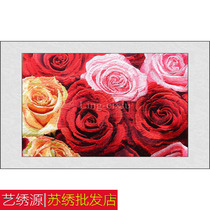 Su embroidery peony map Suzhou embroidery finished hanging painting living room love decoration painting wedding gift three-color rose