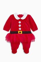 Spot next UK child clothing Baby Girl Comfort Red New Year Festive style Lace Dress Hem long sleeve one-piece suit