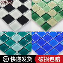KASARO Candy colored mosaic tiles Crystal glass bathroom wall stickers TV background wall tiles Non-self-adhesive