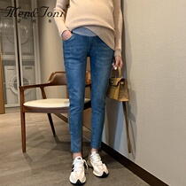 Men & Joni Montomi pregnant women winter pants plus velvet thickened thin Joker cowboy feet belly pants tide