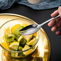 Stainless steel fork spoon one fork children set pull spoon fruit sign fruit insert creative sand cute fruit fork