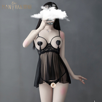 Sex lingerie sexy lace passion suit uniform temptation bed small chest maid dress teasing dress see-through woman