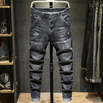 Autumn and winter new jeans men Korean trend mens elastic slim feet boys thick casual long pants men