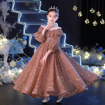 Girls Princess Dress High-end Pengpeng Yarn Childrens Host Piano Performance Flower Children Wedding Little Girl Evening Dress