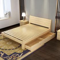  Economical solid wood bed 1 8 meters second-hand double bed thrift modern minimalist furniture market 1 5 meters home bed frame