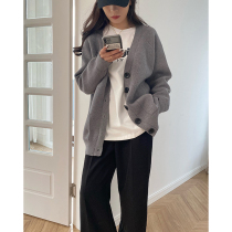 HHYEE Knit Cardiovert Women 2021 Spring New Korean Version Loose 100 Hitch Lazy Wind Grey Sweater Jacket