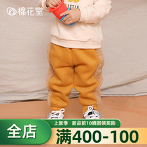 Cotton parlour male and female baby pants autumn winter 2020 new baby outside wearing warm long pants children coral suede pants
