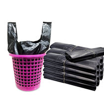 Garbage bag thickened black portable household plastic bag Medium large vest wholesale bag plus thickened section