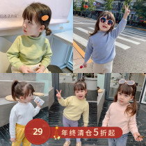  Girls  autumn and winter clothes 2020 new Korean version of the Western style baby semi-high neck girl knitted bottoming shirt childrens sweater