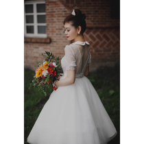 French light wedding dress Everyday thin bride Wedding toast dress Travel photo welcome yarn Small simple go out yarn