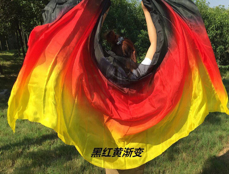 平平老师同款2.5米舞蹈真丝纱巾肚皮舞渐变纱巾长方形纱巾纱球