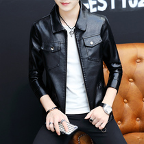 2020 new leather clothes mens upright collar jacket Han version trend to be handsome and handsome young autumn and winter locomotive clothes jacket