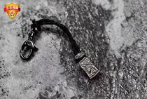 Spot new American William Henry silver sterling silver hand carved eagle pendant leather rope woven key chain