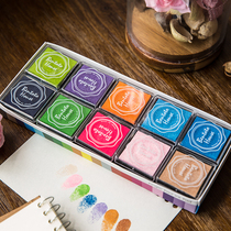 20-color suit childrens finger painting color diy ink pad photo album rubber stamp gold black seal stamp