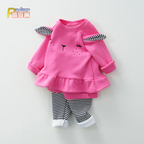 Cute baby girl autumn and winter two-piece set 0-1-2-3 years old girls clothing baby clothes winter 6-12 months