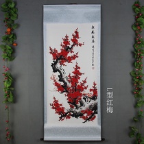 New product Zhongtang calligraphy and painting Decorative painting Hanging picture Scroll shaft mounting Vertical Chinese painting Landscape painting Lucky patron L-shaped red plum